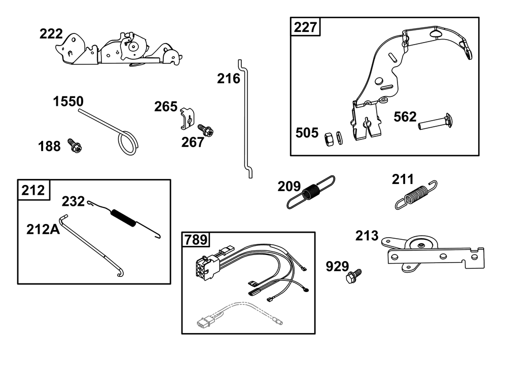 Controls Group Diagram and Parts List for 40N777-0015-B5 400000 - 699999 Briggs and Stratton Engine